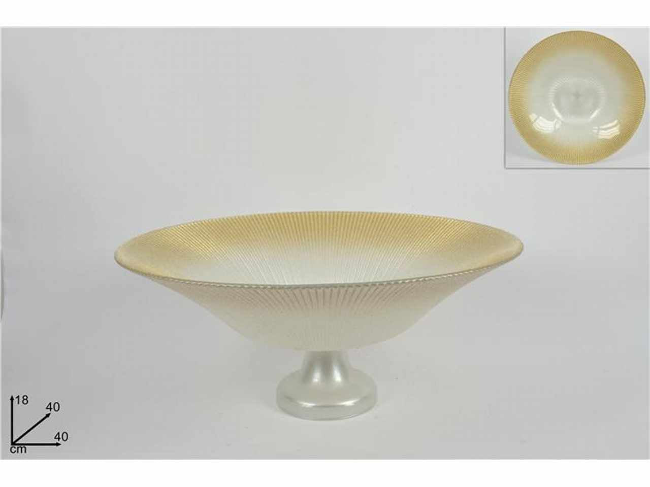 Alzata vetro 40cm bianca glitter oro