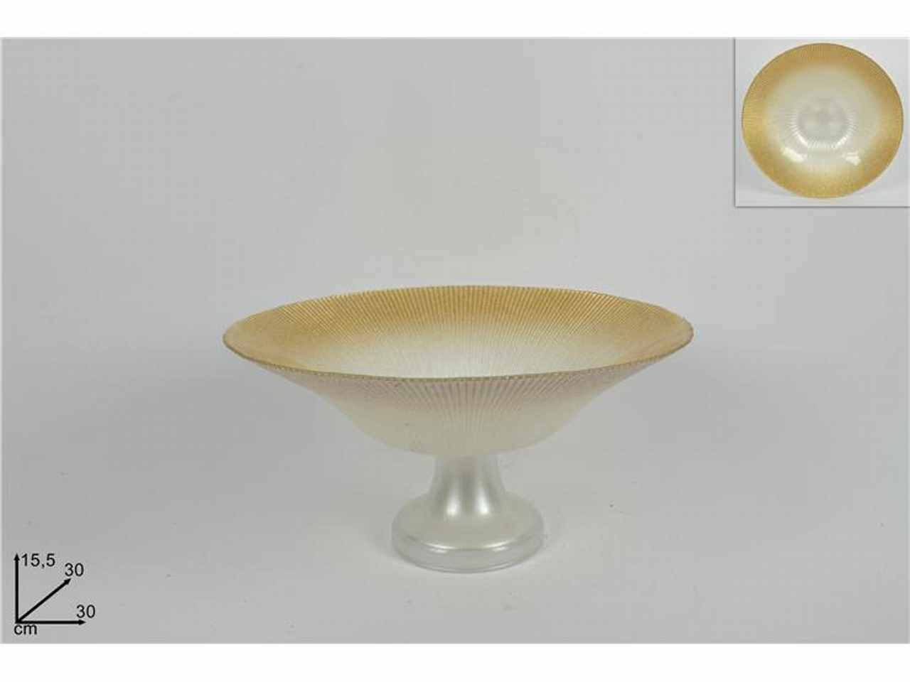 Alzata vetro 30cm bianca glitter oro