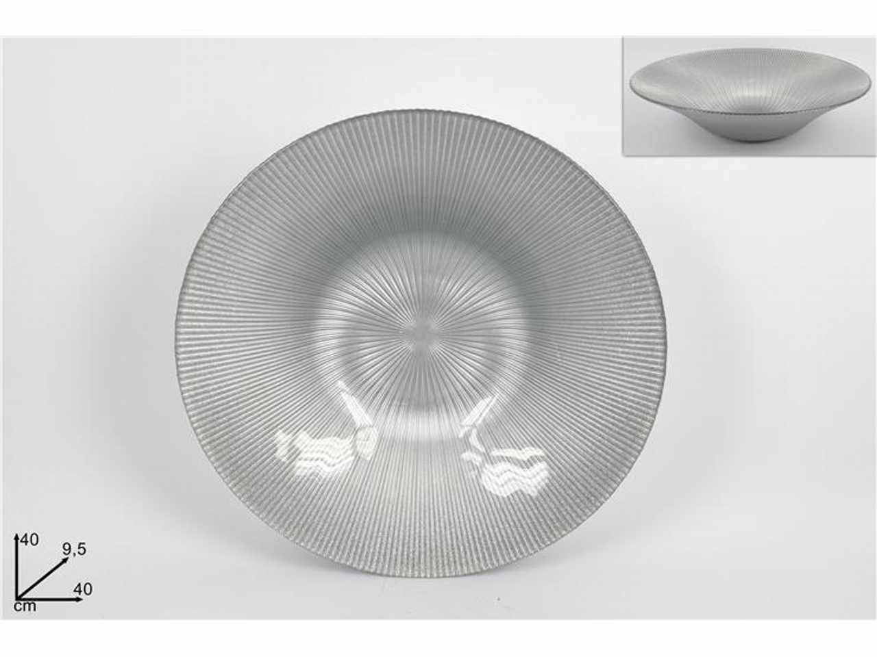 Centrotavola vetro 40cm silver