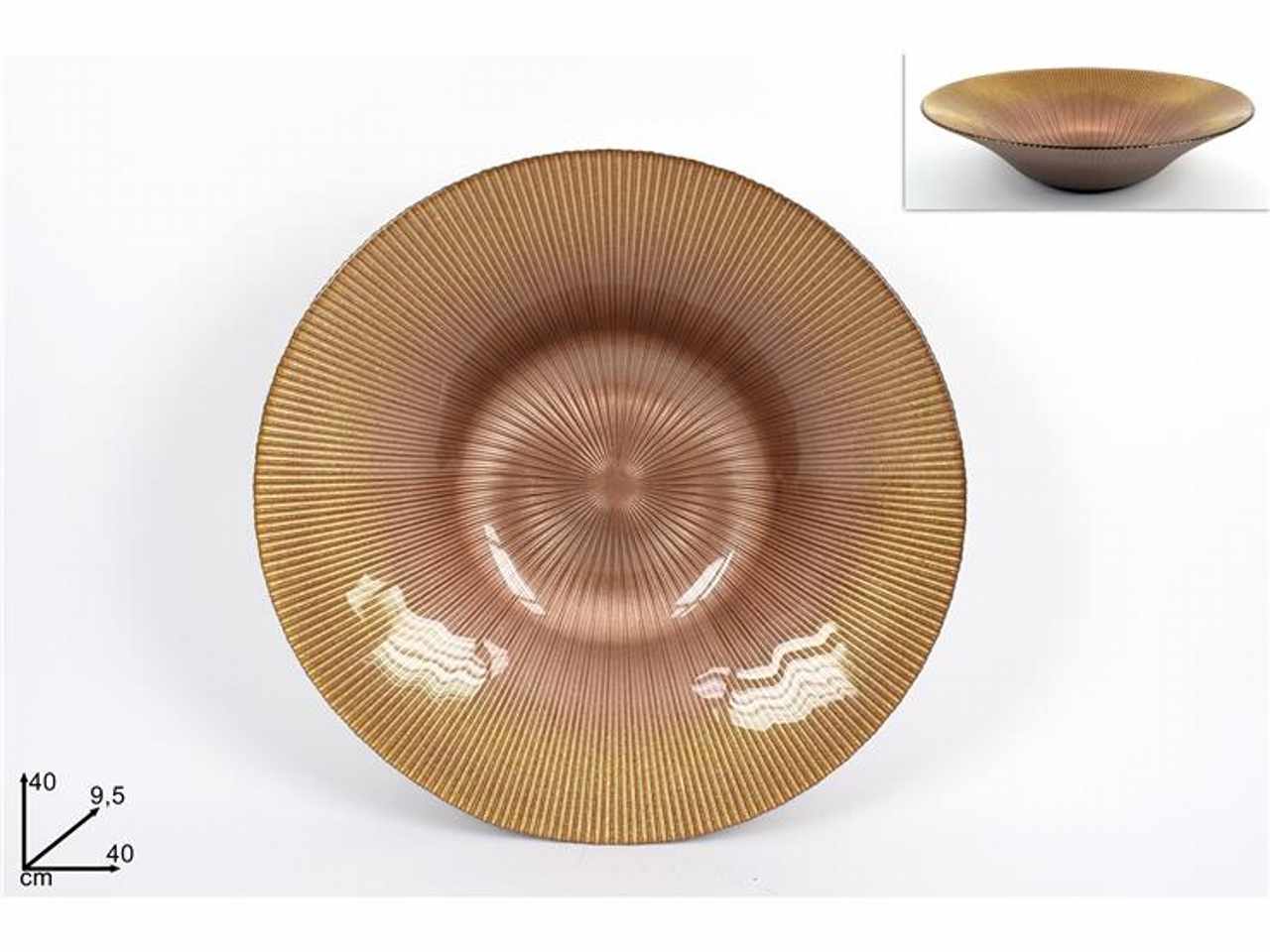 Centrotavola vetro 40cm marrone glitter oro