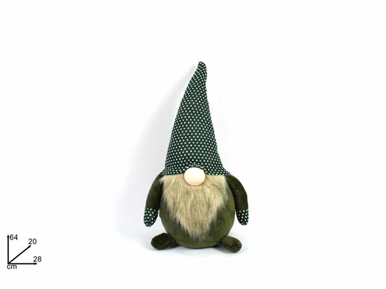 Gnomo di natale 64cm velluto con cappello verde