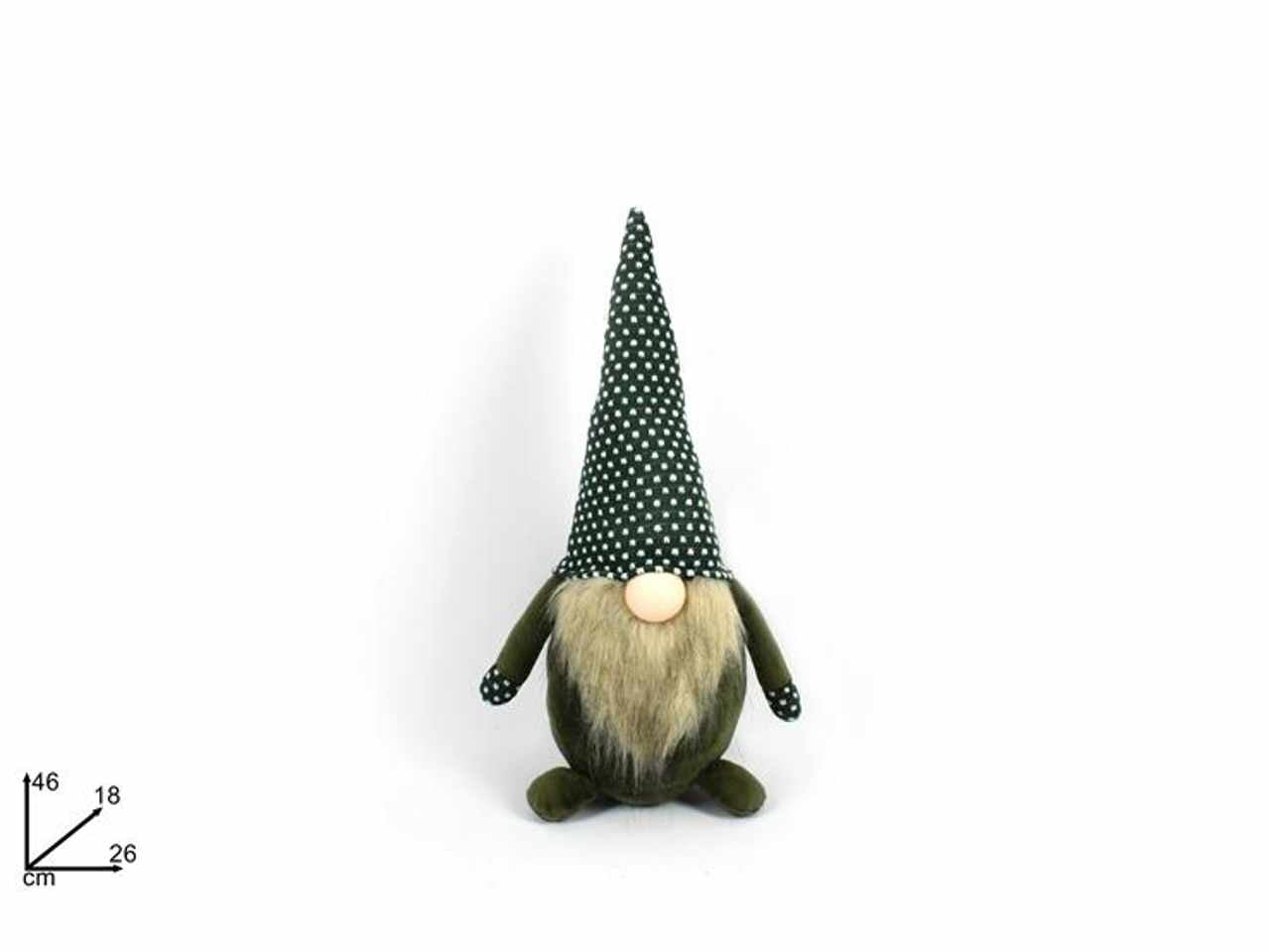 Gnomo di natale 46cm velluto con cappello verde