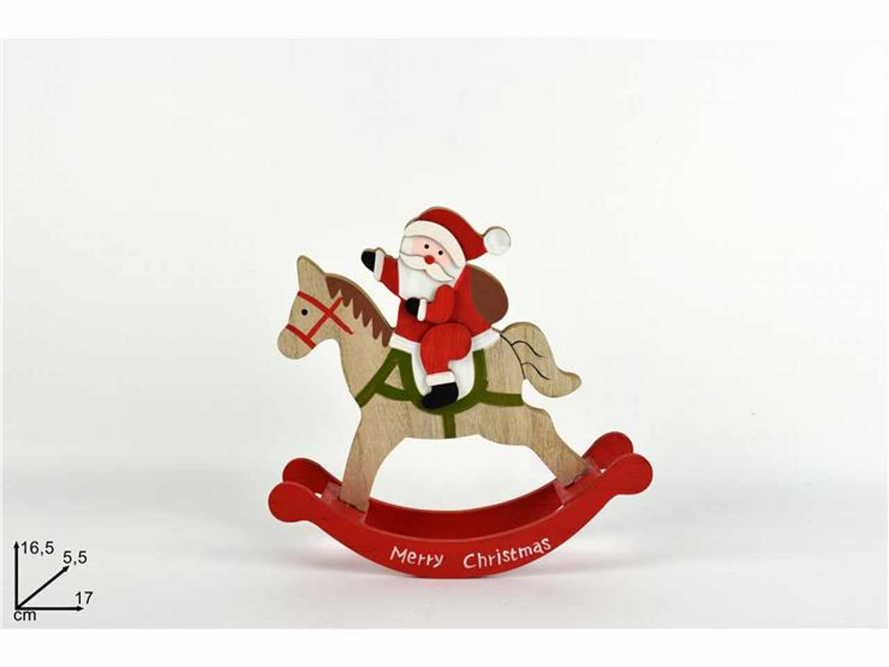 cavalluccio dondolo con babbo natale in legno cm17