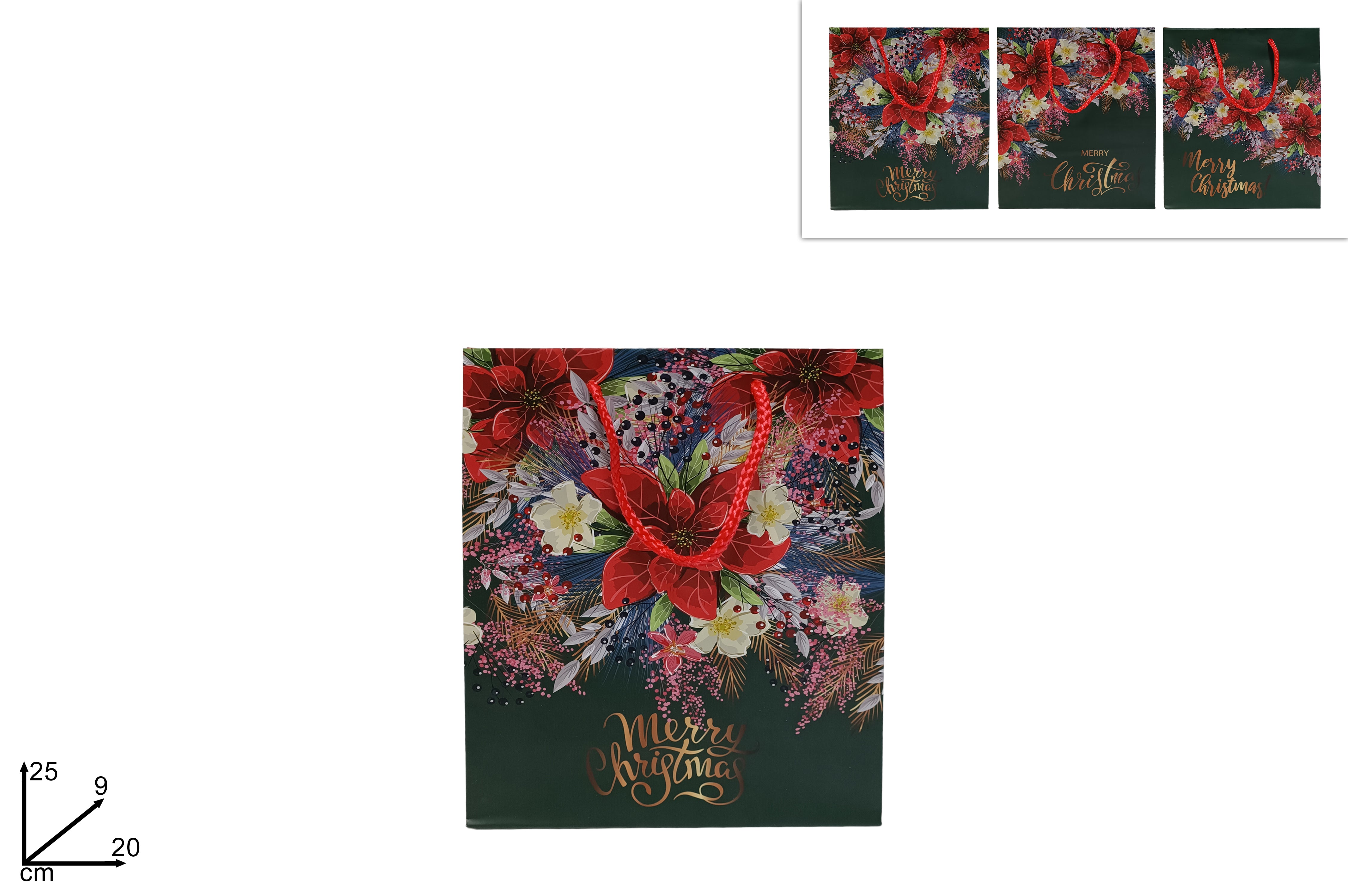 Busta regalo fantasia stella di natale misura 25x20x9cm assortita