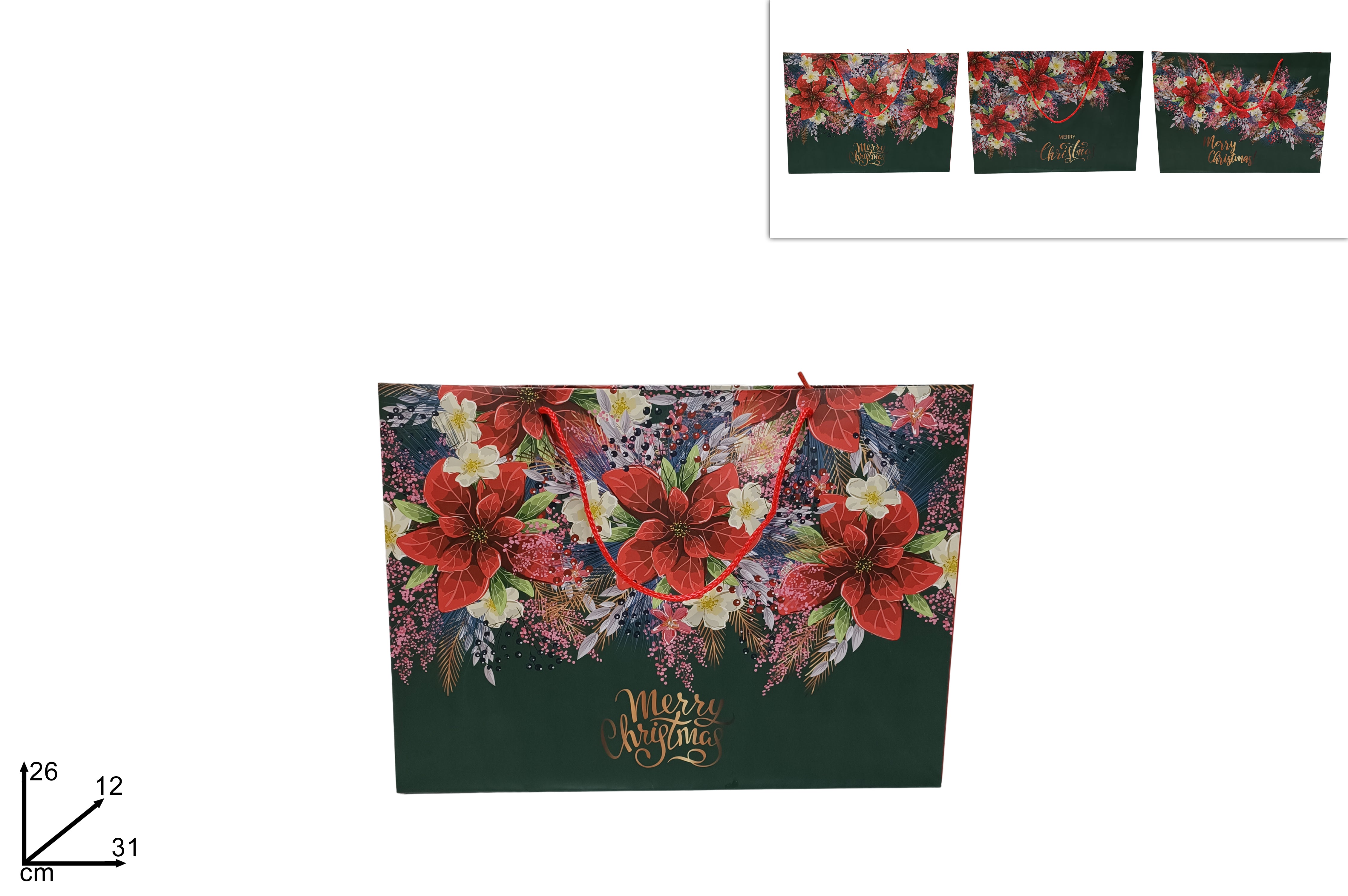Busta regalo fantasia stella di natale misura 45,5x33x12cm assortita