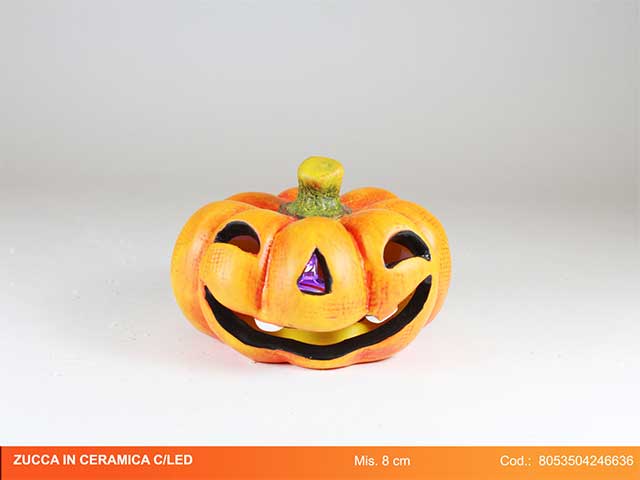 Zucca ceramica c/led 8x6cm