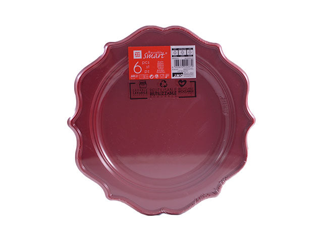 Piatto 6 pezzi 26cm bordeaux riut.prr2616xs