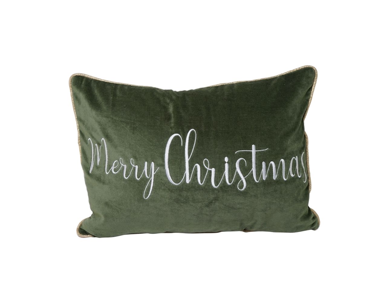 Cuscino colore verde con scritta buon natale misura 35x50cm in cotone
