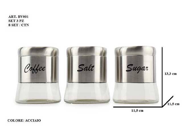 linea home barattoli vetro/arg 3pz bv001