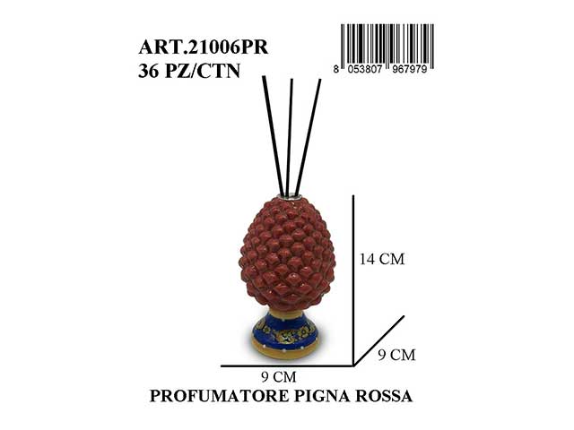 profumatore pigna 14cm rosso 21006pr