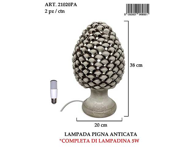 Lampada pigna forata 38cm anticata 21020pa
