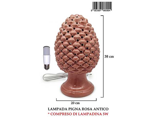 Lampada pigna forata 38cm rosa 21020pp