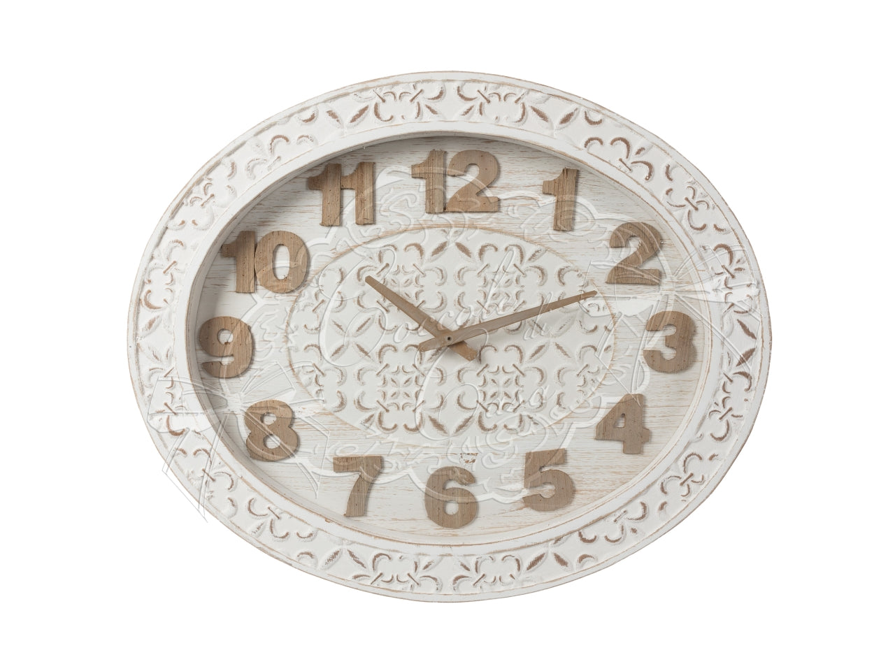 Orologio ovale in legno modello sandy misure 60x50x5cm