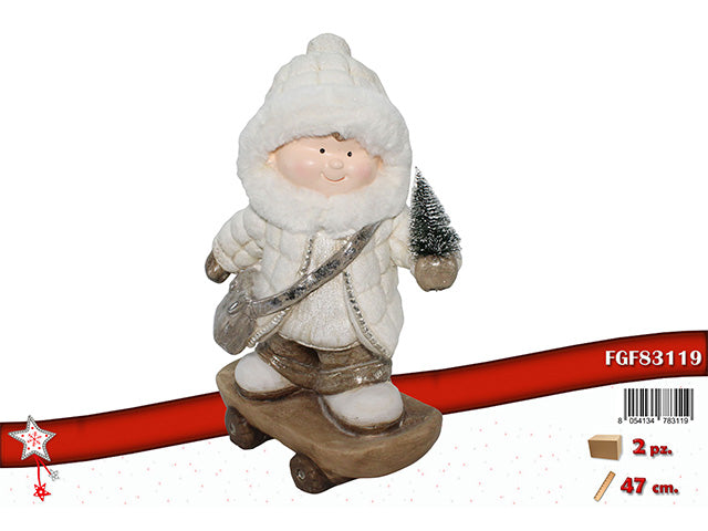 bambino terracotta su skateball crema