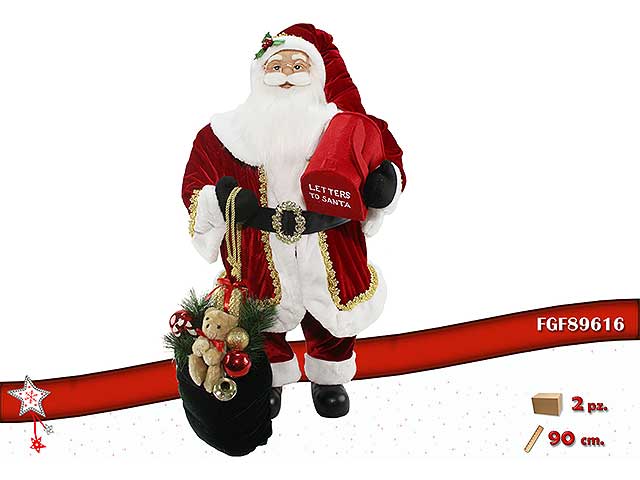 Babbo natale 90cm con sacco e portalettere
