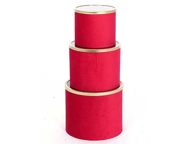 Scatole rosse velluto/vetro 3pz 130761