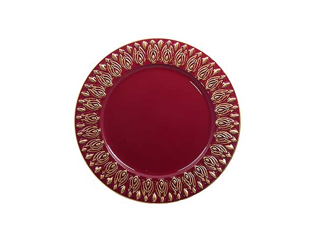 Sottopiatto burgundy/oro d.36cm pvc 130836
