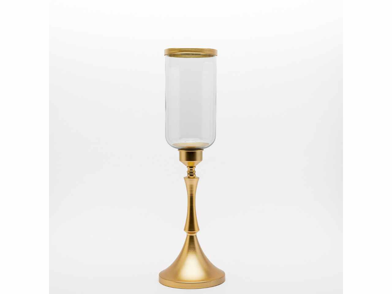 Porta candela con base alta oro 15x15x51cm