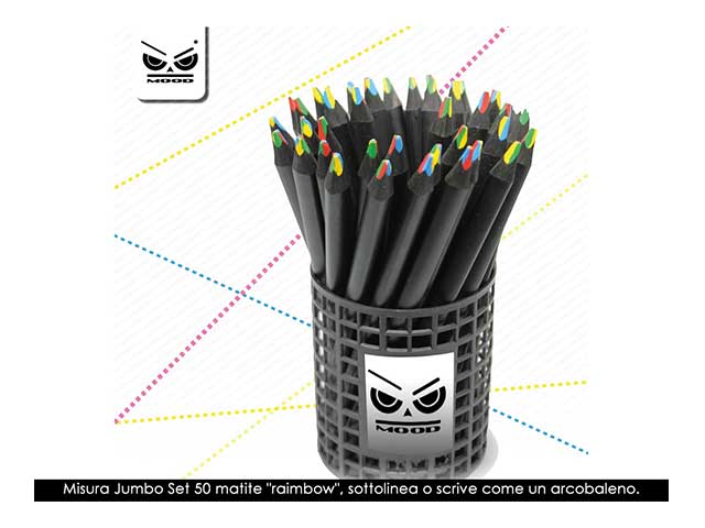 matite da disegno mood con mina rainbow, fusto circolare nero