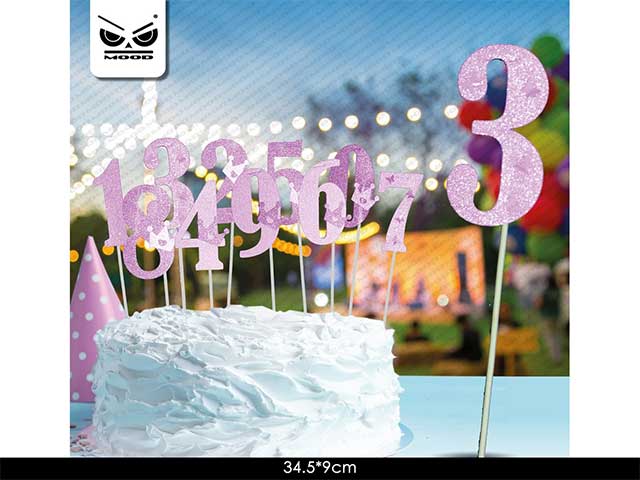 Cake topper n.3 rosa glitter st4516