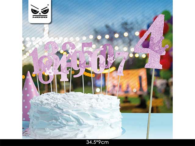 Cake topper n.4 rosa glitter st4517