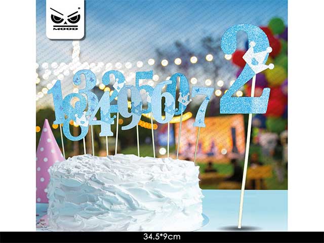Cake topper n.2 blu glitter st4525