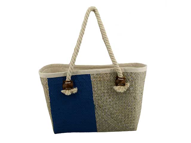 borsa spiaggia blu in paglia 43x19xh27cm