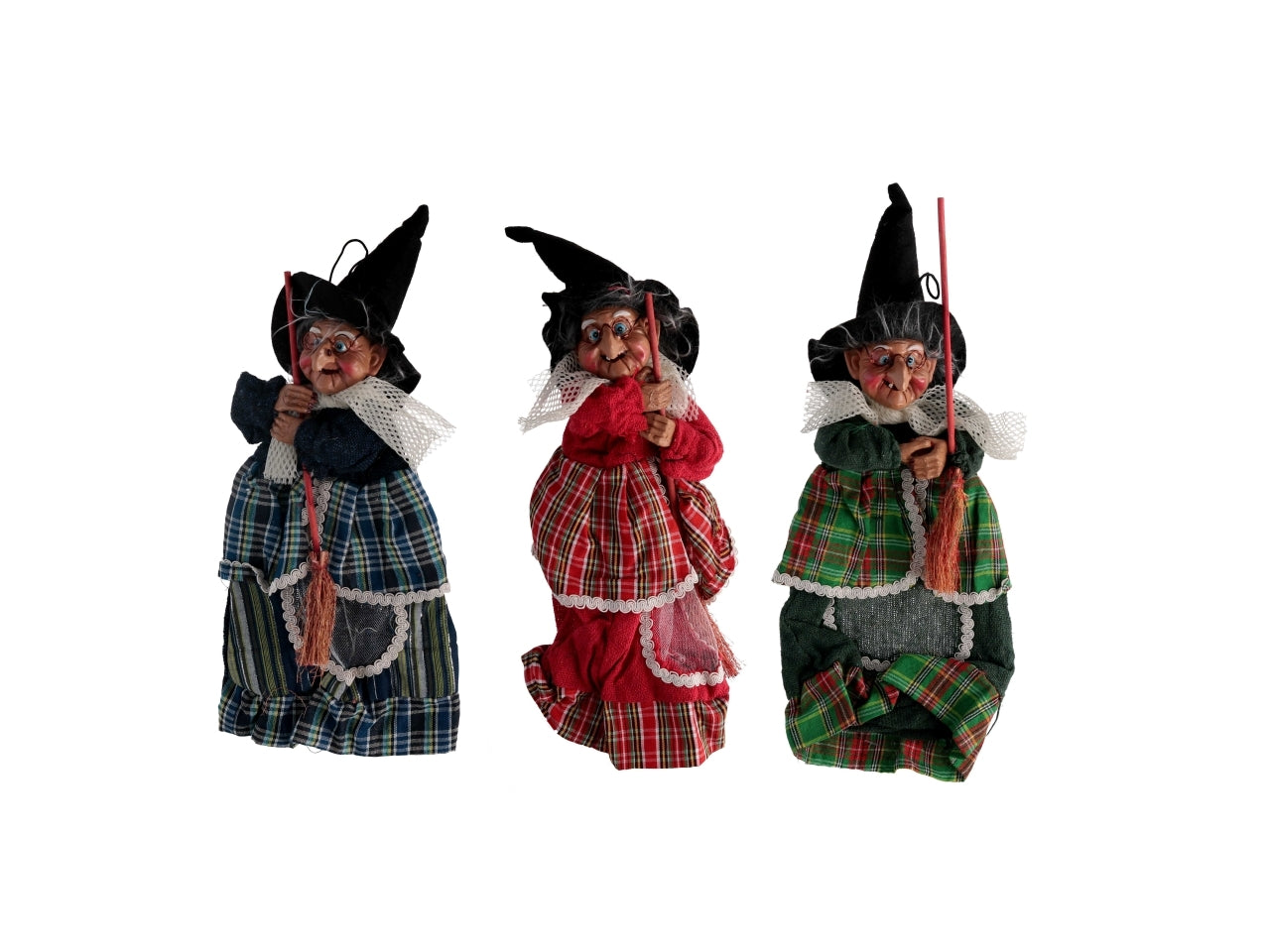 Befana con scopa misura 12x7xh.30cm assortita