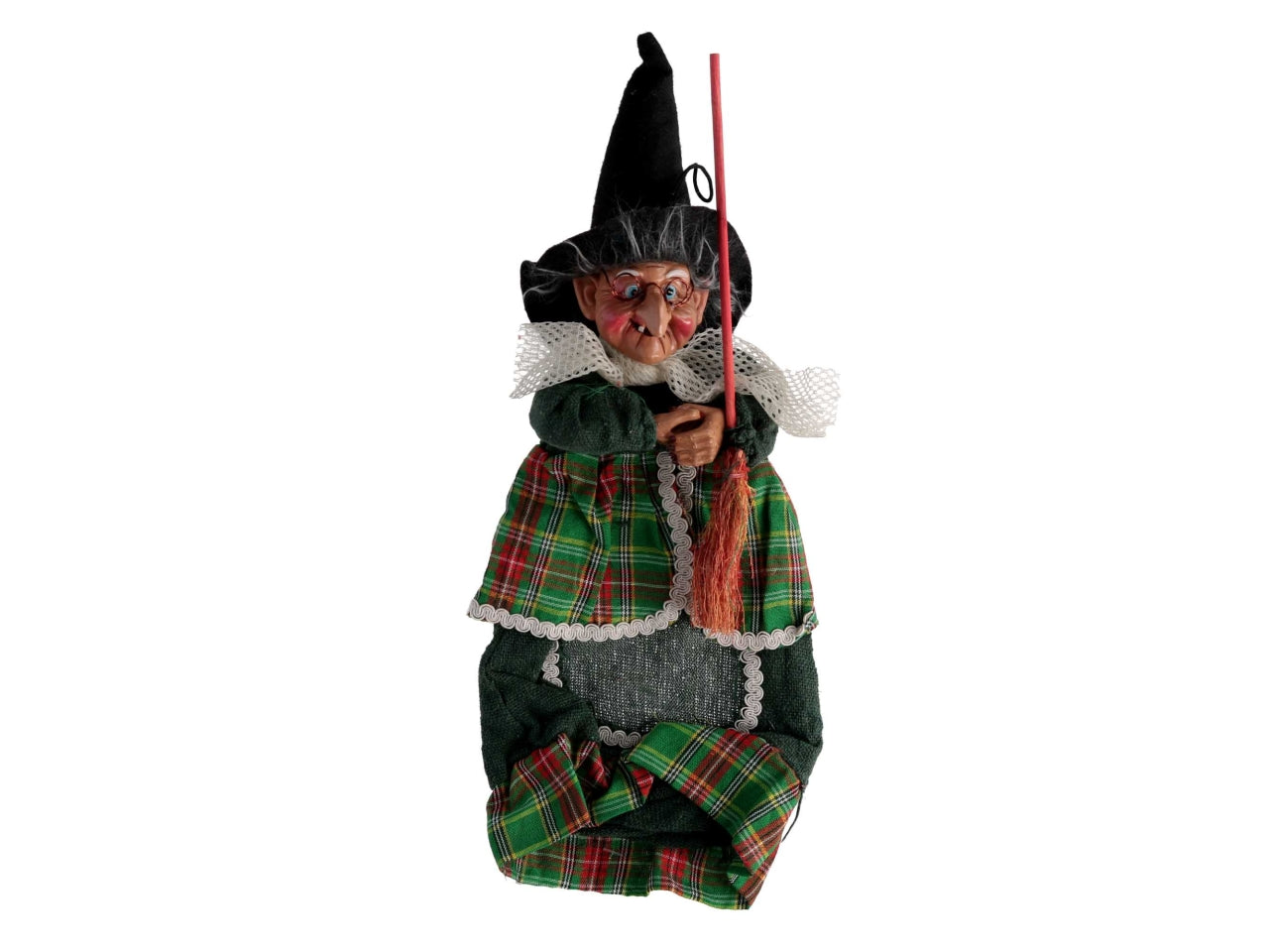 Befana con scopa misura 12x7xh.30cm assortita