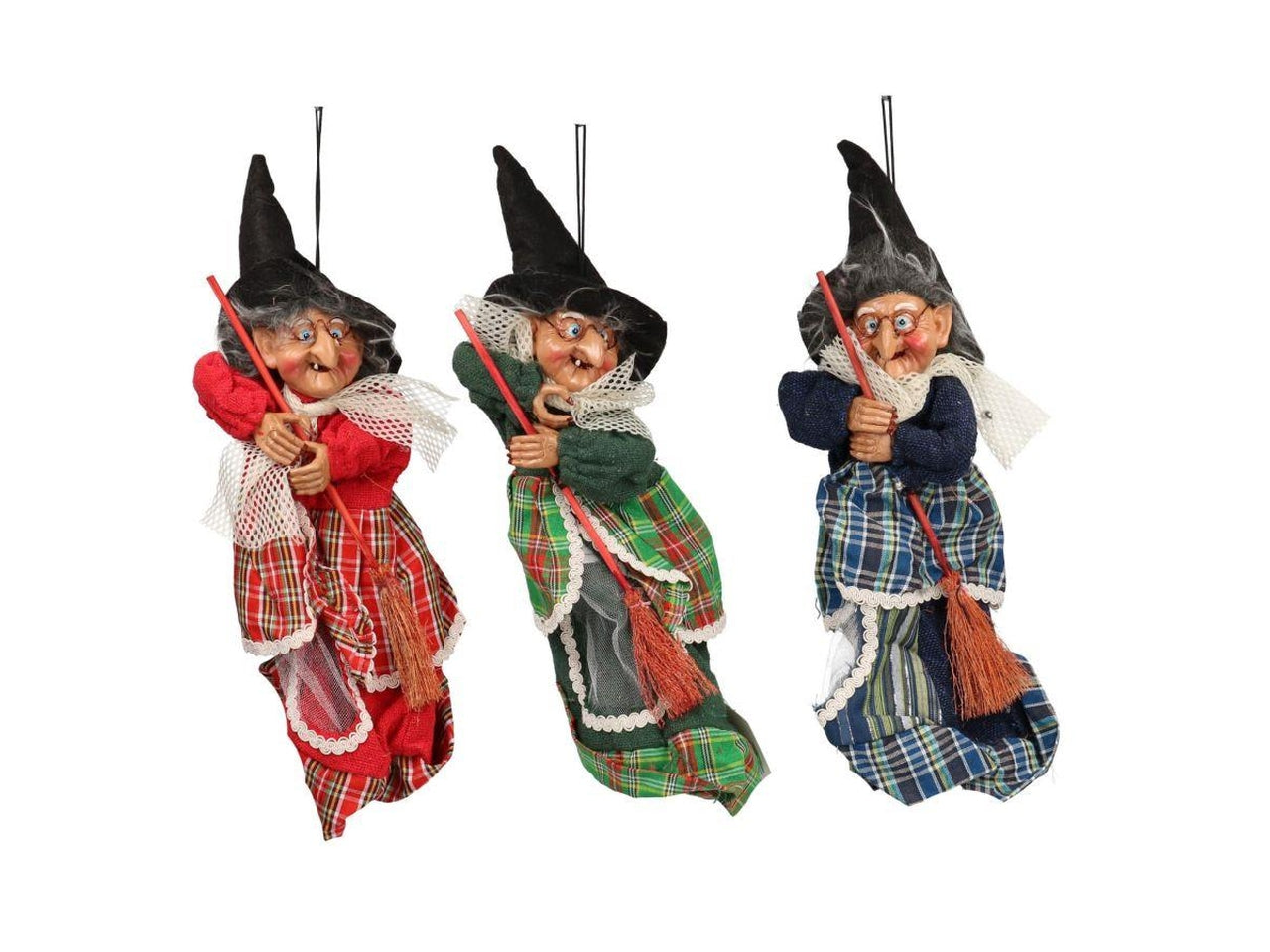 Befana con scopa misura 12x7xh.30cm assortita