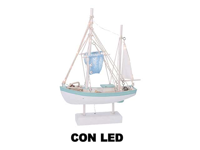 Barca legno c/led azzurro 5128710000