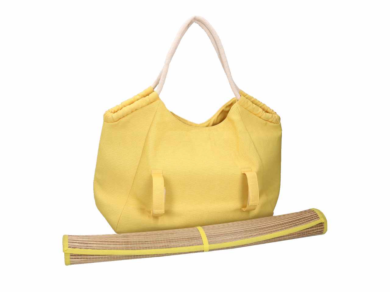 Borsa spiaggia con stuoia in tessuto