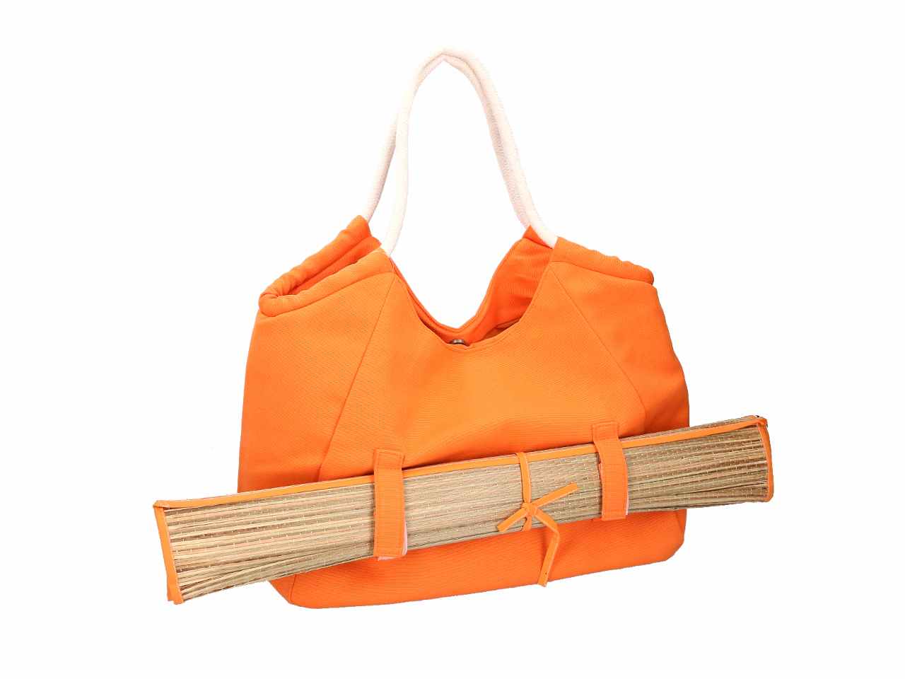 Borsa spiaggia con stuoia in tessuto