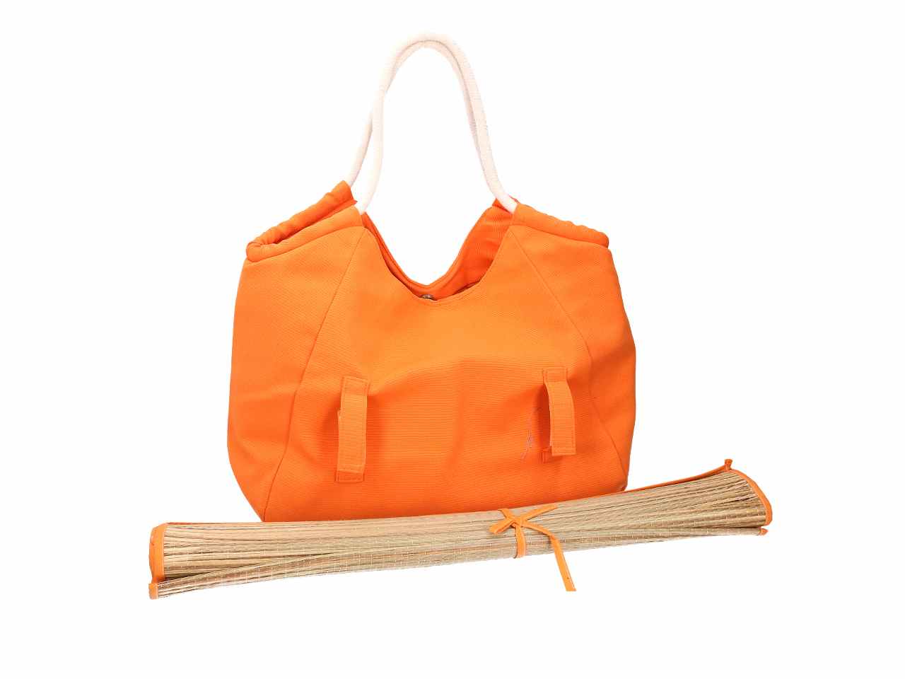 Borsa spiaggia con stuoia in tessuto