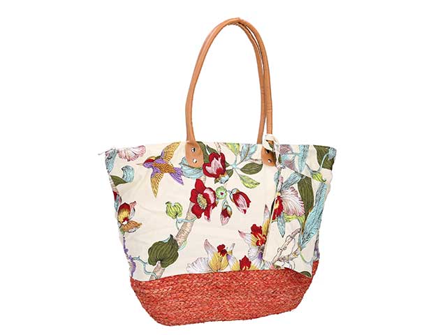 Borsa spiaggia con pochette in tessuto