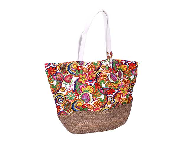 Borsa spiaggia con pochette in tessuto