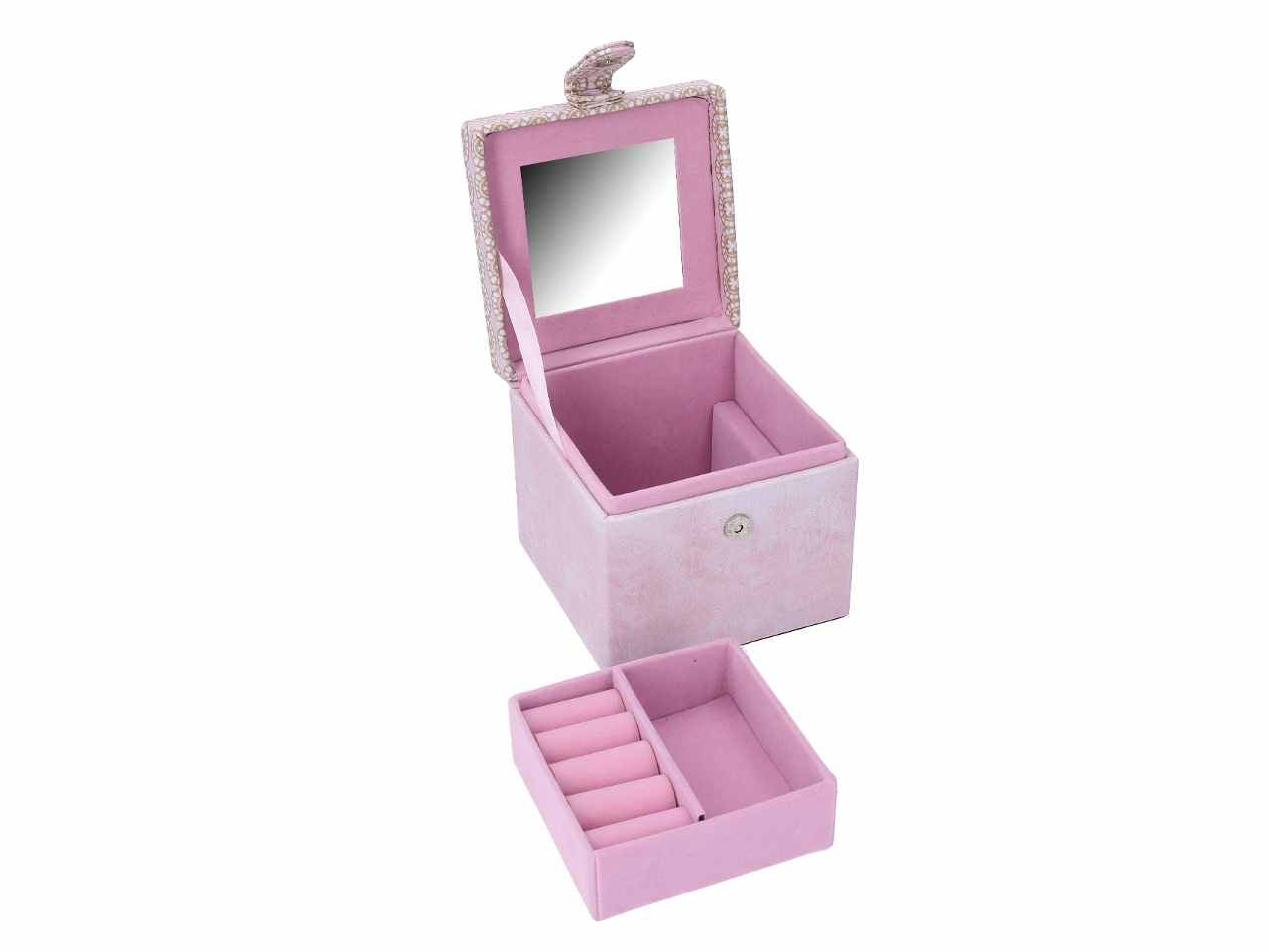 Portagioie in ecopelle rosa quadro cm10x10, 5h9,5