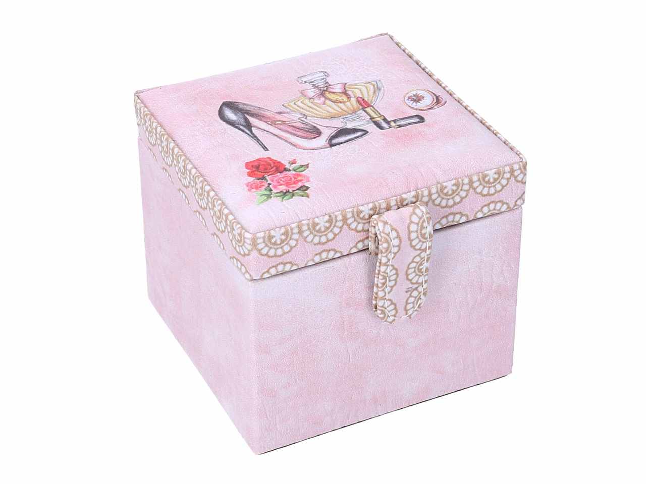 Portagioie in ecopelle rosa quadro cm10x10, 5h9,5