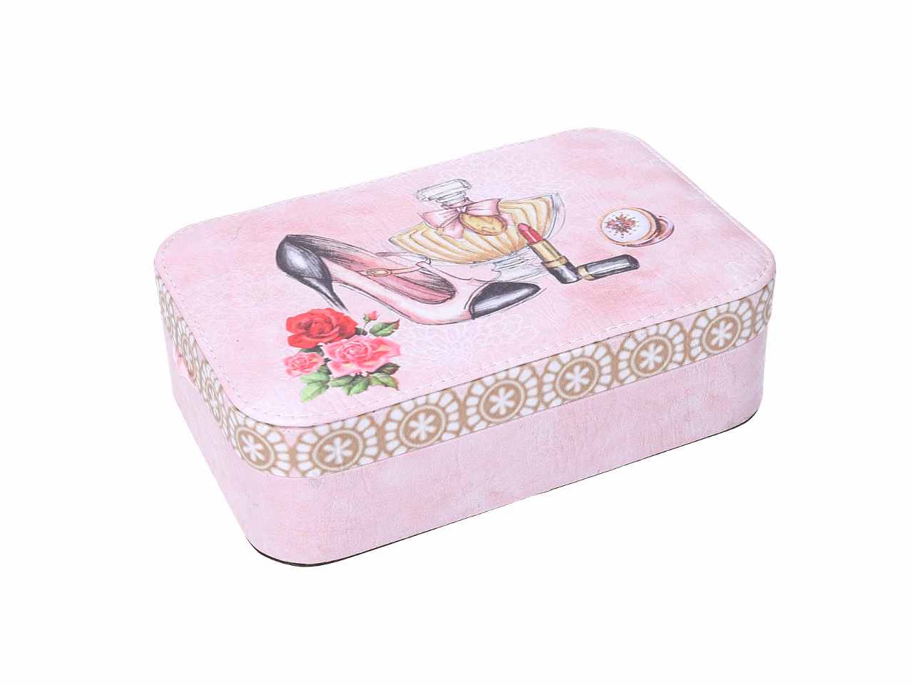 Portagioie in ecopelle rosa rettangolare cm22x14,5h6,5