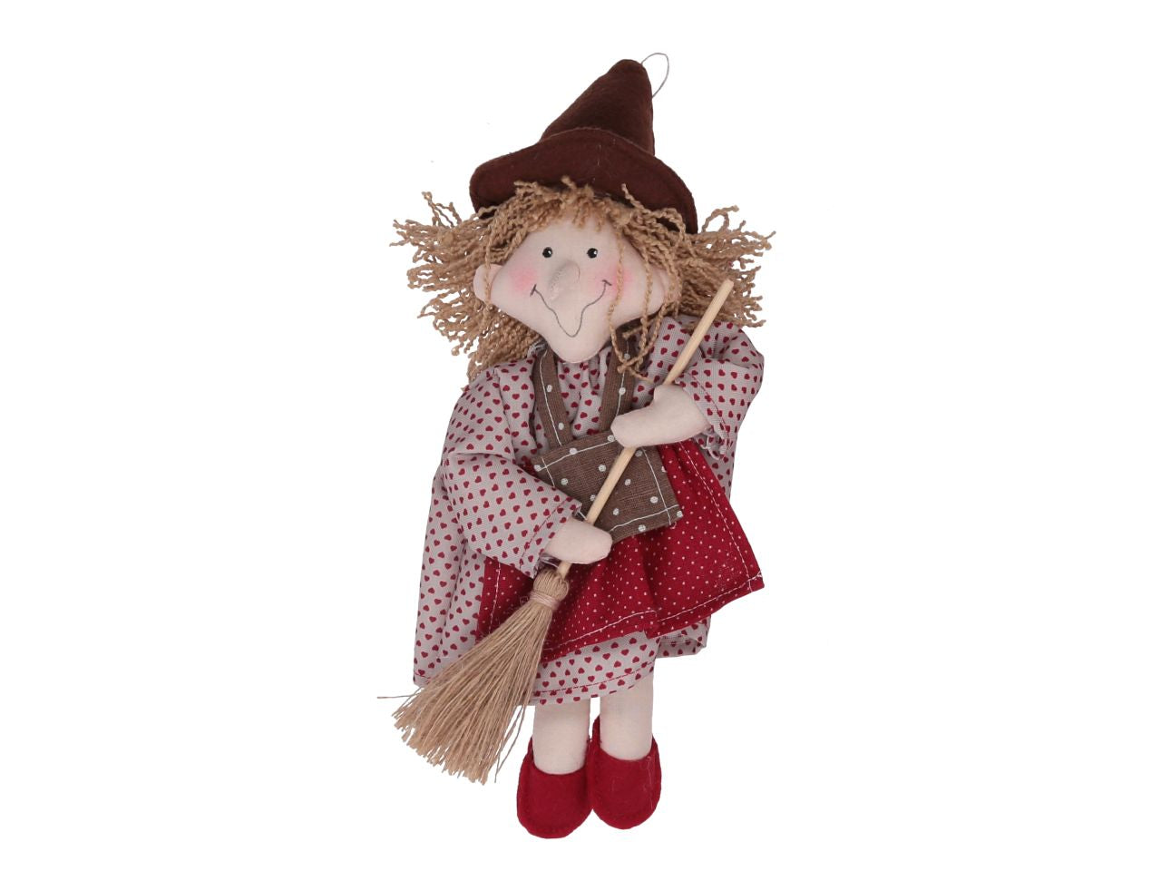 Befana in tessuto colore rosso misura 13xh.28cm