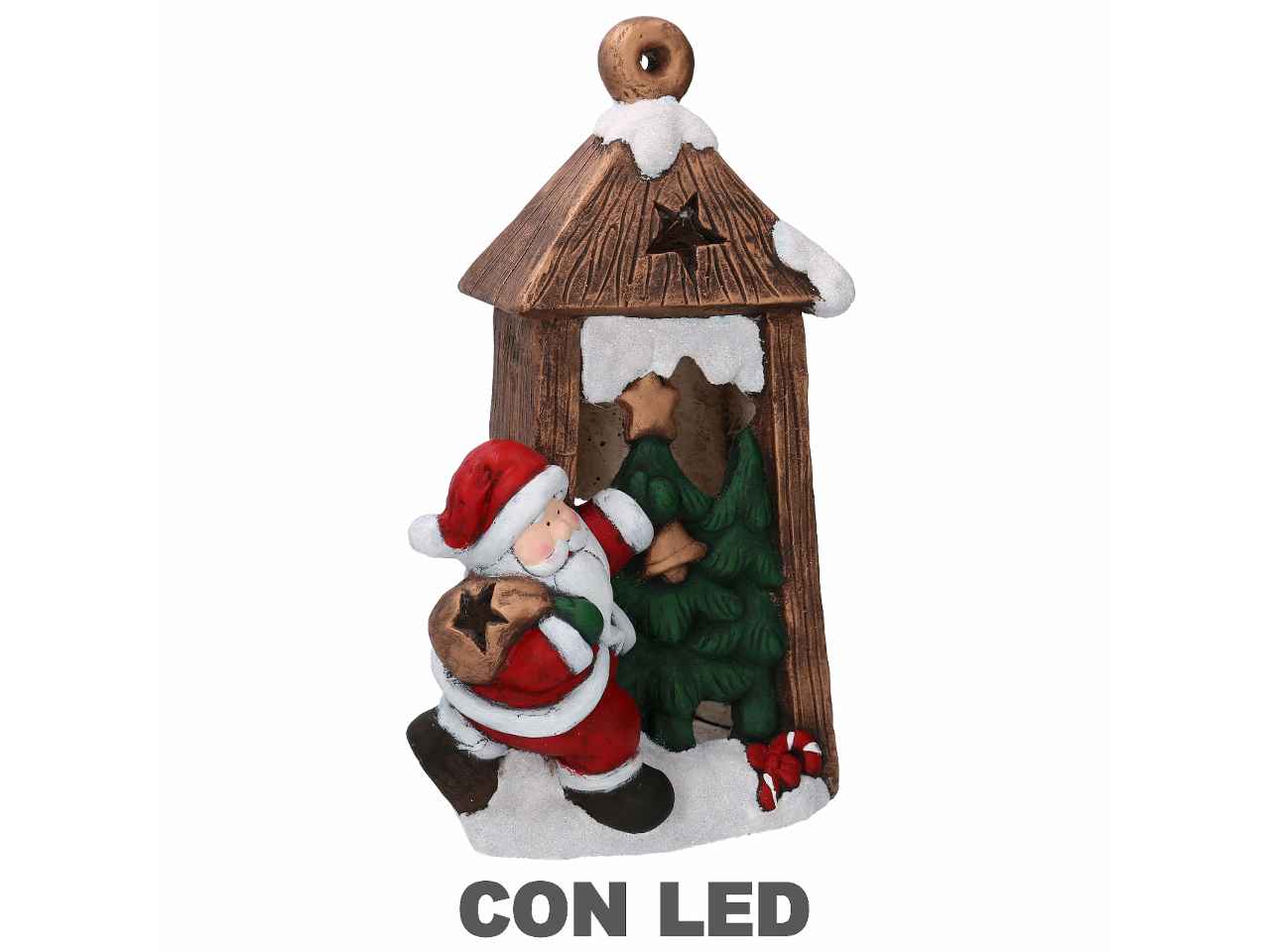Babbo natale plastica led con campanello  rosso cm25x21x42