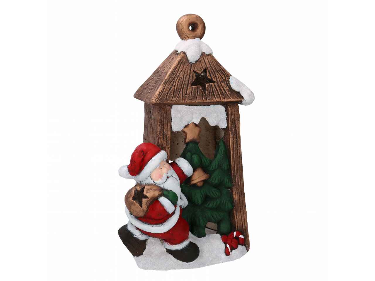 Babbo natale plastica led con campanello  rosso cm25x21x42