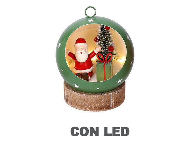 babbo in sfera con led verde 6156500000