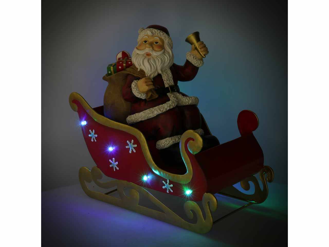 Babbo natale metallo slitta rosso cm32x17x29