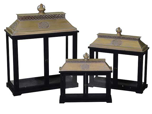 Lanterna legno 3 pezzi nera 3725600000 $