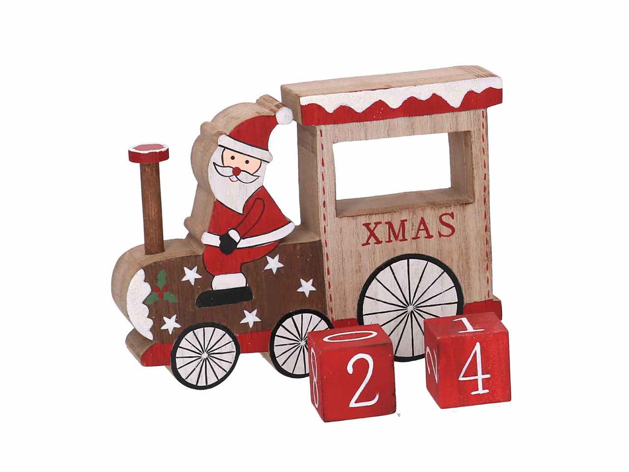 Trenino legno calendario babbo cm16,5x3x12