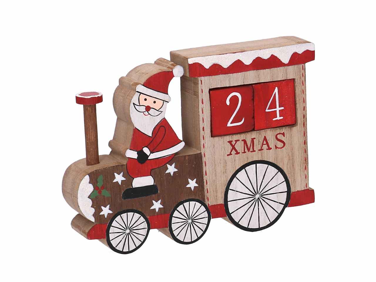 Trenino legno calendario babbo cm16,5x3x12