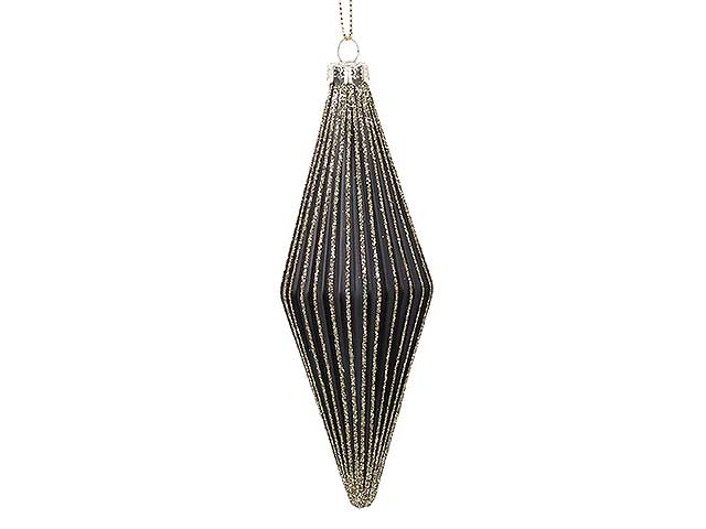 Sfera vetro rombo 5xh13,8cm nero/oro 6175890000