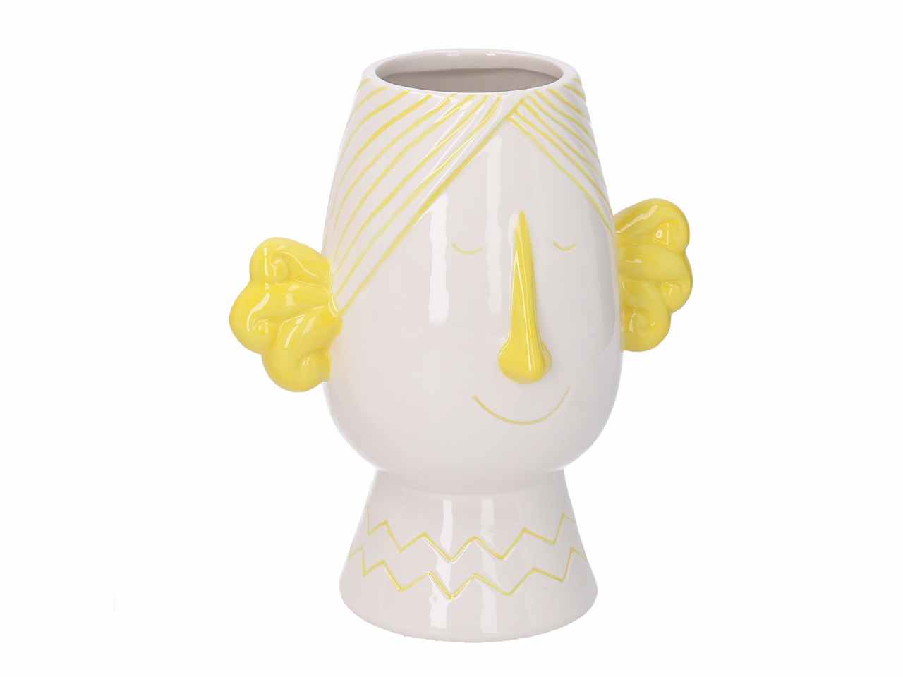 porta vaso ceramica viso giallo h23cm 5864540000
