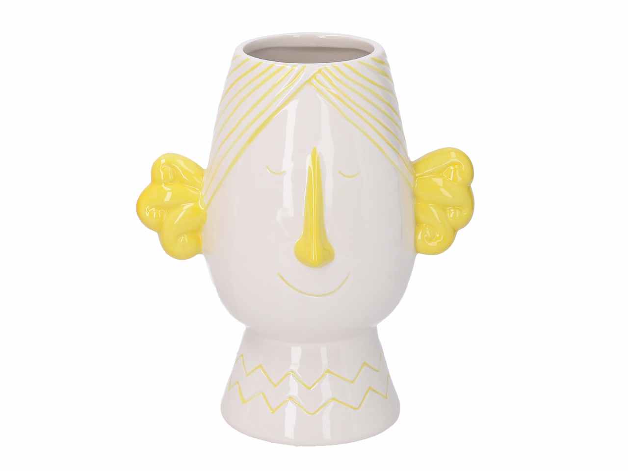 porta vaso ceramica viso giallo h23cm 5864540000